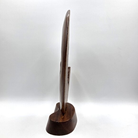 Vintage Mother Mary Madonna Baby Jesus Hand Carved Wooden Sculpture Decor MCM - Picture 2 of 7